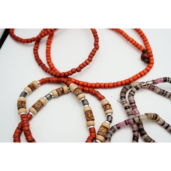 Necklace Lot 9 wood bead glass boho style - Picture 3 of 8